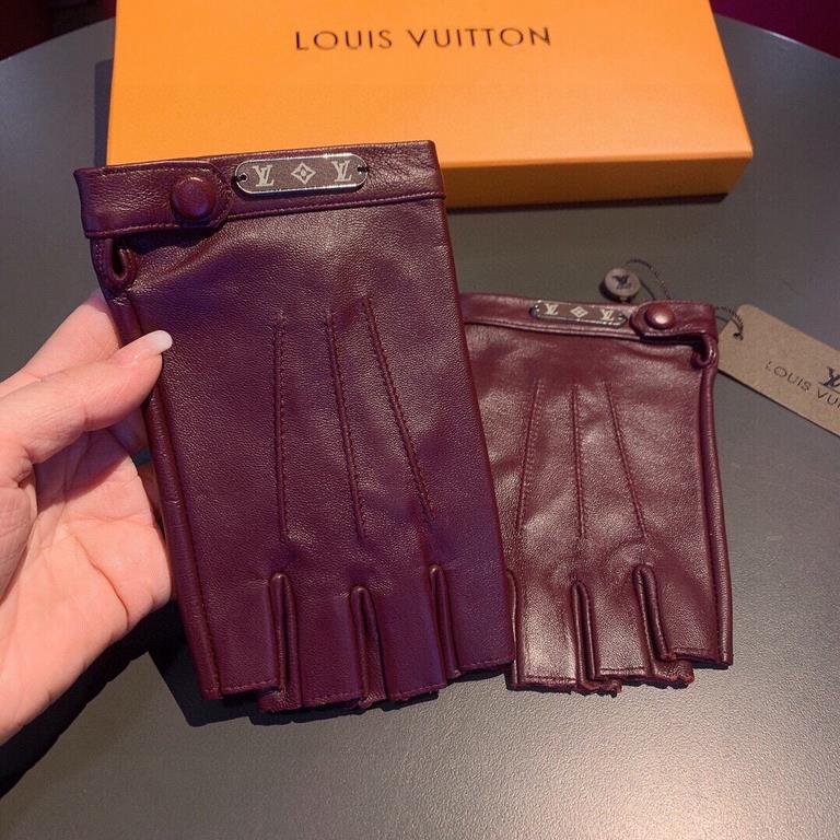 2022 LV new short gloves, fashion biker   gloves, fall and winter new cloth lining, fashion   on the hand super comfortable soft and versatile! Set beauty goddess must-have   with box   yardage ML