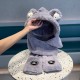 Chanel Chanel 2021 bear hat women's fall and winter girls cycling ear protection warm plush hooded scarf gloves three-piece set