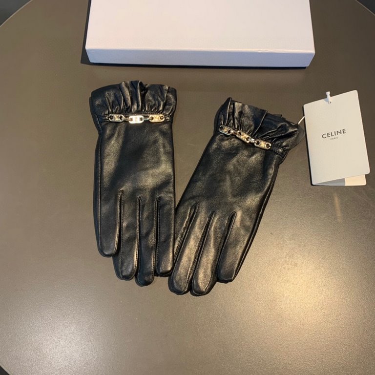 With packaging2022 new exclusive first   touch screen gloves CELINE CELINE (original quality) official website synchronization women's new high-grade sheepskin gloves    goddess preferred can not be missed    100 percent