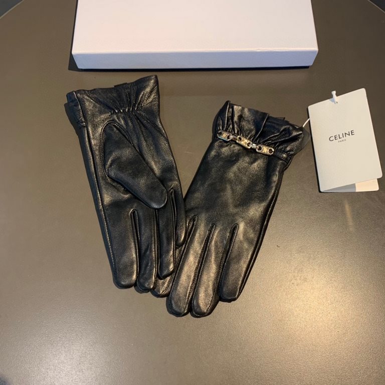 With packaging2022 new exclusive first   touch screen gloves CELINE CELINE (original quality) official website synchronization women's new high-grade sheepskin gloves    goddess preferred can not be missed    100 percent