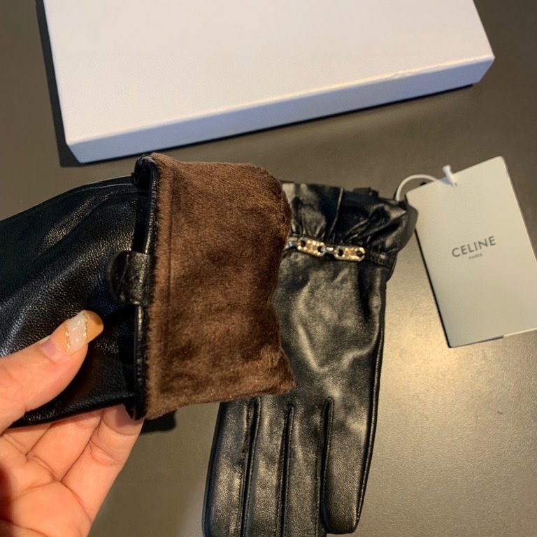 With packaging2022 new exclusive first   touch screen gloves CELINE CELINE (original quality) official website synchronization women's new high-grade sheepskin gloves    goddess preferred can not be missed    100 percent