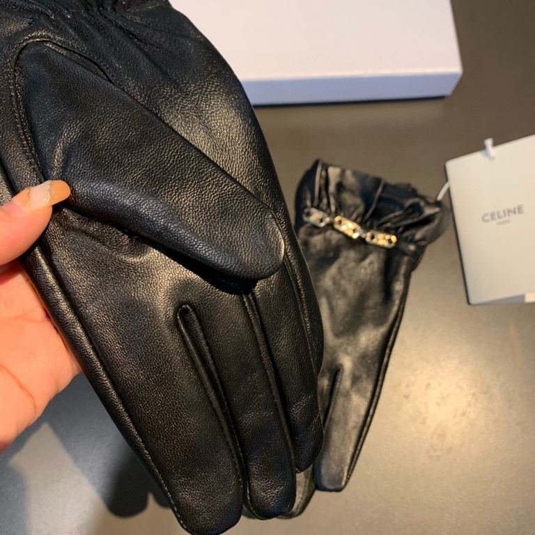 With packaging2022 new exclusive first   touch screen gloves CELINE CELINE (original quality) official website synchronization women's new high-grade sheepskin gloves    goddess preferred can not be missed    100 percent