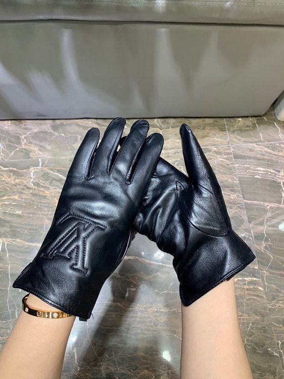 Embroidery touch screen women's gloves LV [original quality] official website synchronization women's new high-grade sheepskin gloves    goddess preferred can not be missed    hundred percent of the selection of imported