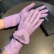 With packaging2022 new exclusive first  touch screen gloves   Prada in the opening gloves [original quality] official synchronization of the official website women's new high-grade sheepskin gloves    goddesses preferred