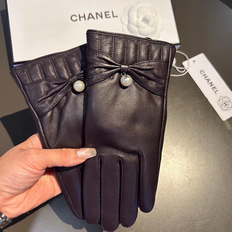 2023     new exclusive first  double C touch screen gloves Chanel Chanel [original quality] official synchronization Ms. new high-grade sheepskin gloves    goddess preferred can not be missed     hundred percent of the s