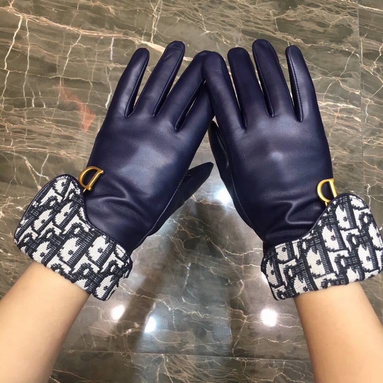 Dior   burst to   [top original single] official website synchronization women's new high-grade sheepskin gloves     100% selection of imported lambskin lining cashmere Warm and comfortable better Cortical luster bright 