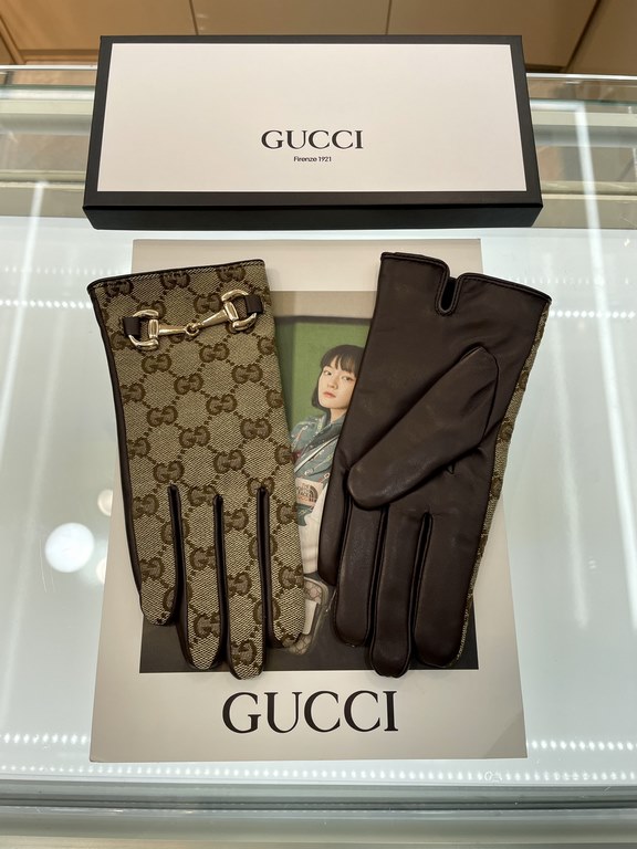 Gucci  burst to   [top original single] official website synchronization women's new high-grade sheepskin gloves     100% selection of imported lambskin lining velvet lining warmth and comfort better Leather luster brigh