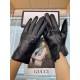 GUCCI new men's leather gloves, imported from Ethiopia touch screen sheepskin, the back of the hand at the personalized LOGO design, GUCCI and LOVED, small openings at the wrist to adjust the size of the total to make yo