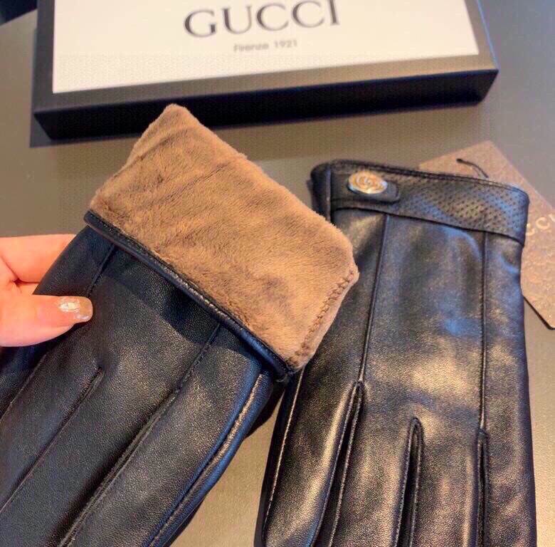 Packaging2022 new exclusive first   touch screen gloves men's gloves Gucci Gucci new high-grade sheepskin gloves    type of men preferred can not be missed    hundred percent selection of imported sheepskin Leather fine 