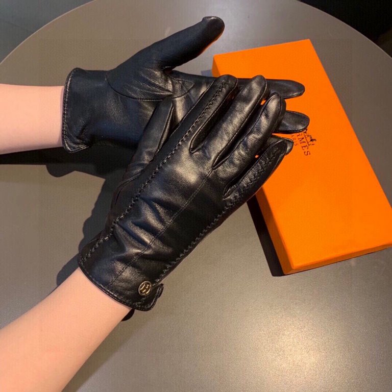 2022 new exclusive first  touch screen gloves Hermes (original quality) official website synchronization women's new high-grade sheepskin gloves    goddesses set of the United States preferred must be unmissable    100 p