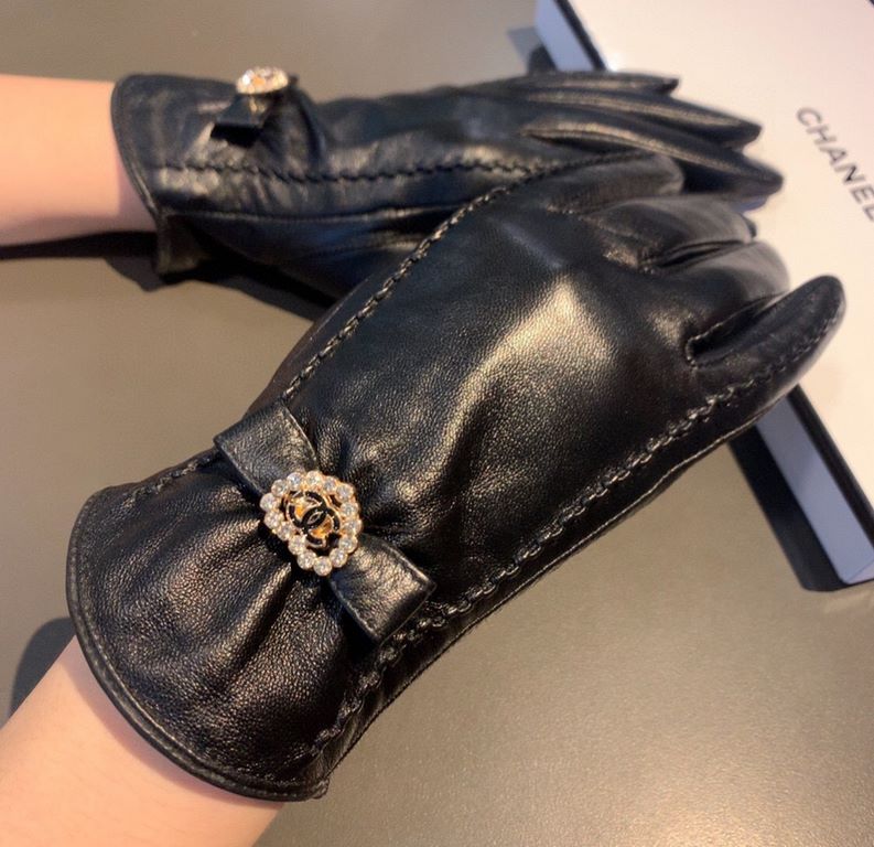 With packaging2022 new exclusive first  touch screen gloves Chanel Chanel [original quality] official synchronization Ms. new high-grade sheepskin gloves    goddess preferred can not be missed    hundred percent selectio