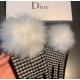 with packagingDior Dior counter new large fox fur ball   wool gloves   fashion gloves, fall and winter warm must-have, padded lining, thousand bird check   on the hand super comfortable and soft,   versatile! average siz