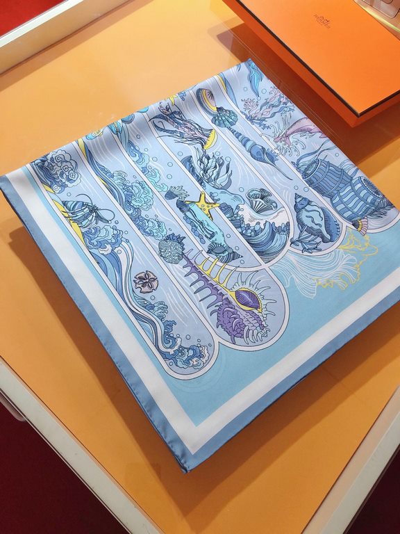 SHMS2342   Hermes 90cm Silk Square Scarf   Perfectly saturated with color, the industry's top prints are fine and unparalleled   Made of twill silk   hand-rolled edges cutting-edge craftsmanship, it's soft, lightweight a