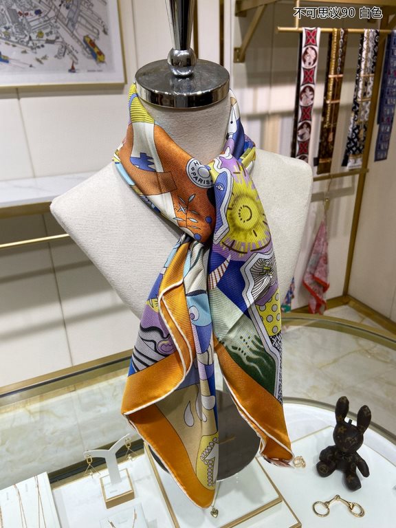 Silk new   bought said good-looking   recommended   [incredible 90] double-sided same color silk square scarf, top craftsmanship value   Hermes counter models     three-dimensional presentation of the pattern pattern in 