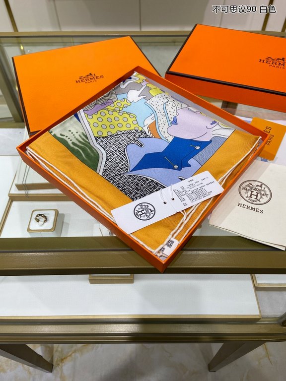 Silk new   bought said good-looking   recommended   [incredible 90] double-sided same color silk square scarf, top craftsmanship value   Hermes counter models     three-dimensional presentation of the pattern pattern in 