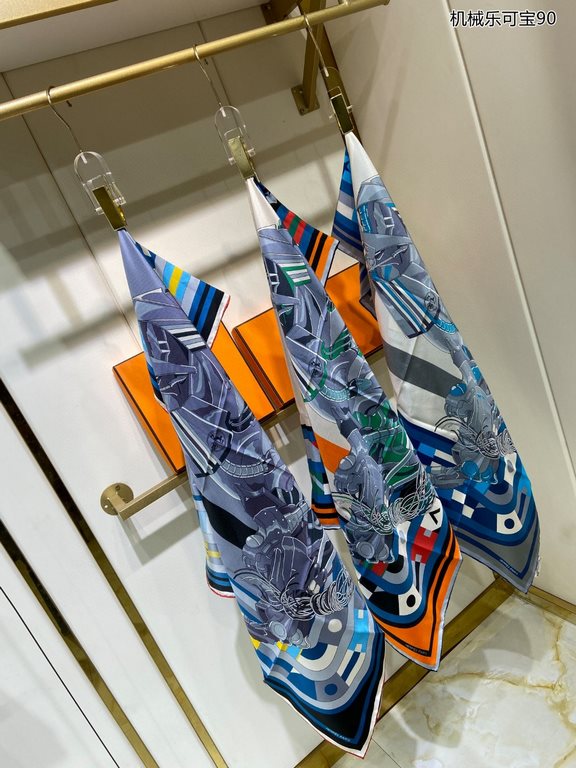 Silk new   bought said good-looking   recommended   [mechanical Lekopo 90] silk square scarf, top craftsmanship value   Hermes counter models     three-dimensional presentation of the pattern pattern in kind grade is ext