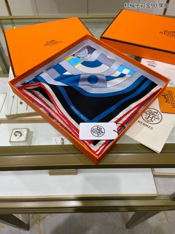 Silk new   bought said good-looking   recommended   [mechanical Lekopo 90] silk square scarf, top craftsmanship value   Hermes counter models     three-dimensional presentation of the pattern pattern in kind grade is ext