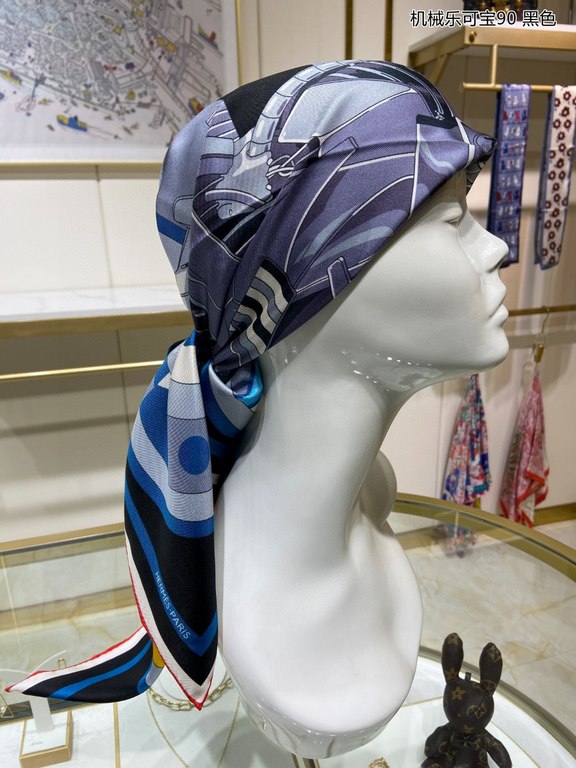 Silk new   bought said good-looking   recommended   [mechanical Lekopo 90] silk square scarf, top craftsmanship value   Hermes counter models     three-dimensional presentation of the pattern pattern in kind grade is ext