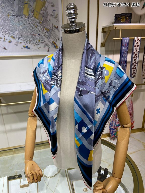 Silk new   bought said good-looking   recommended   [mechanical Lekopo 90] silk square scarf, top craftsmanship value   Hermes counter models     three-dimensional presentation of the pattern pattern in kind grade is ext