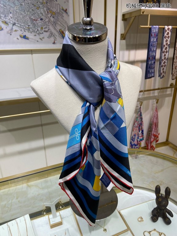 Silk new   bought said good-looking   recommended   [mechanical Lekopo 90] silk square scarf, top craftsmanship value   Hermes counter models     three-dimensional presentation of the pattern pattern in kind grade is ext