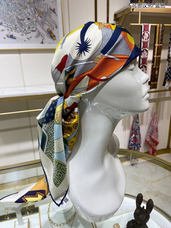 Silk new   bought said good-looking   recommended   [incredible 90] double-sided same color silk square scarf, top craftsmanship value   Hermes counter models     three-dimensional presentation of the pattern pattern in 