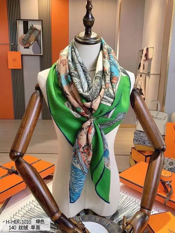 [H-HER-1010] cashmere new buy said good-looking   Recommended  140 velvet square scarf, the top craft super value   Hermes counter models three-dimensional rendering pattern pattern texture in kind grade very high specia