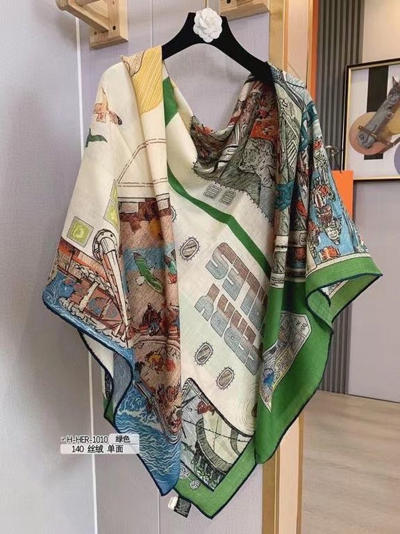 [H-HER-1010] cashmere new buy said good-looking   Recommended  140 velvet square scarf, the top craft super value   Hermes counter models three-dimensional rendering pattern pattern texture in kind grade very high specia