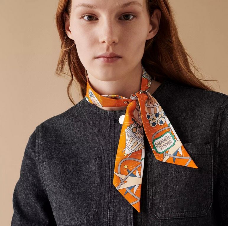 Price. PHMS2283   Hermes new Twilly [Scarf Odyssey]  top twill silk to create ultra-fine prints The handwriting is very clear Absolutely is the first choice for gift-giving for self-use   Ribbons can be wrapped around th