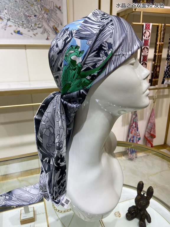 High-end customization   Buy all say good-looking   Recommended   [Crystal Valley double-sided 90] silk square scarf, the top craftsmanship is super value   Hermes counter models    three-dimensional presentation of the 