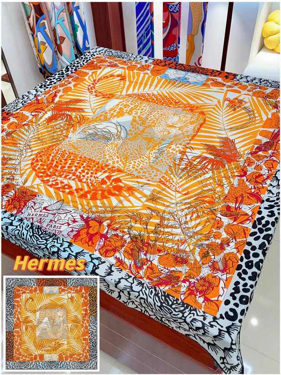 New    HERMES bought all say good-looking   Recommended  [Jungle Love 140] cashmere square scarf, the top craft super value   Hermes counter explosive    three-dimensional presentation of the pattern pattern in kind of h