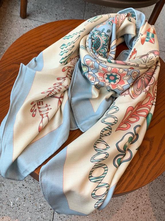 Price Hermes ~ autumn and winter with a good tool   top double-sided same color version of silk cashmere shawl! 1条等于2条】One shawl is equal to two】Eye-catching wonderful, pattern and color matching are super like, another 