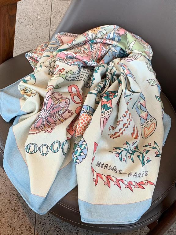 Price Hermes ~ autumn and winter with a good tool   top double-sided same color version of silk cashmere shawl! 1条等于2条】One shawl is equal to two】Eye-catching wonderful, pattern and color matching are super like, another 