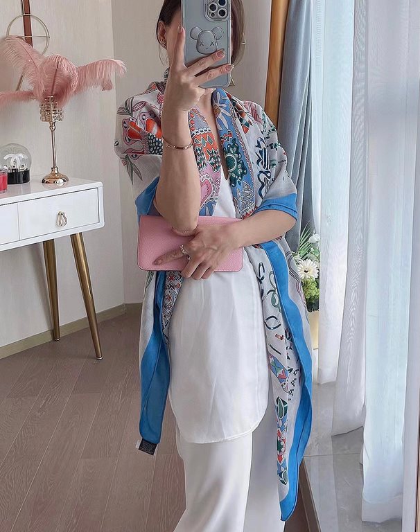 Price Hermes ~ autumn and winter with a good tool   top double-sided same color version of silk cashmere shawl! 1条等于2条】One shawl is equal to two】Eye-catching wonderful, pattern and color matching are super like, another 