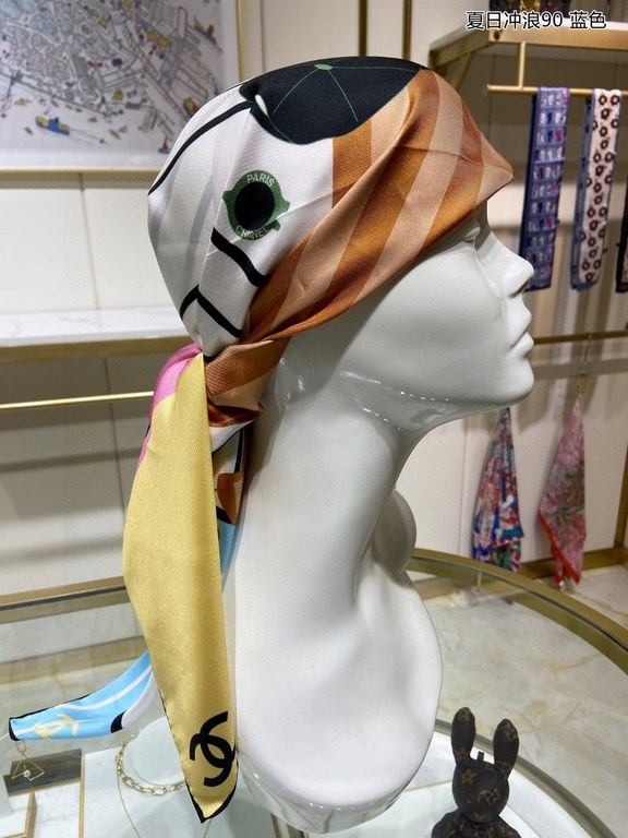 Silk new   bought said good-looking   Recommended    [Summer Surf 90] silk square scarf, top craftsmanship value   Hermes counter models    three-dimensional presentation of the pattern pattern in kind of high grade     