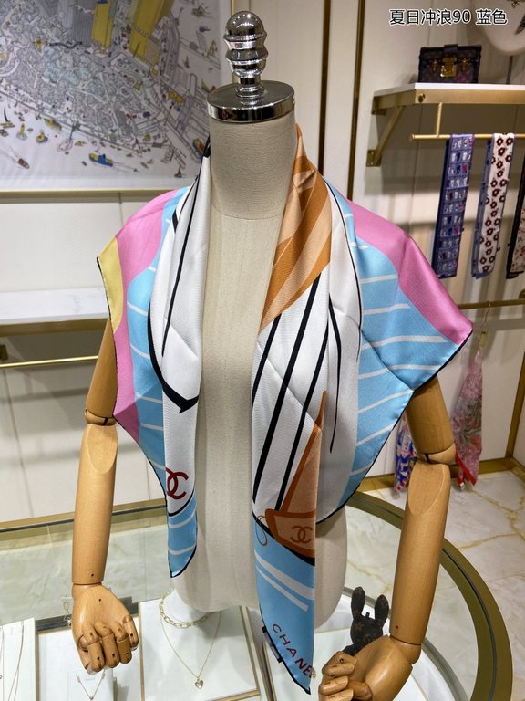 Silk new   bought said good-looking   Recommended    [Summer Surf 90] silk square scarf, top craftsmanship value   Hermes counter models    three-dimensional presentation of the pattern pattern in kind of high grade     