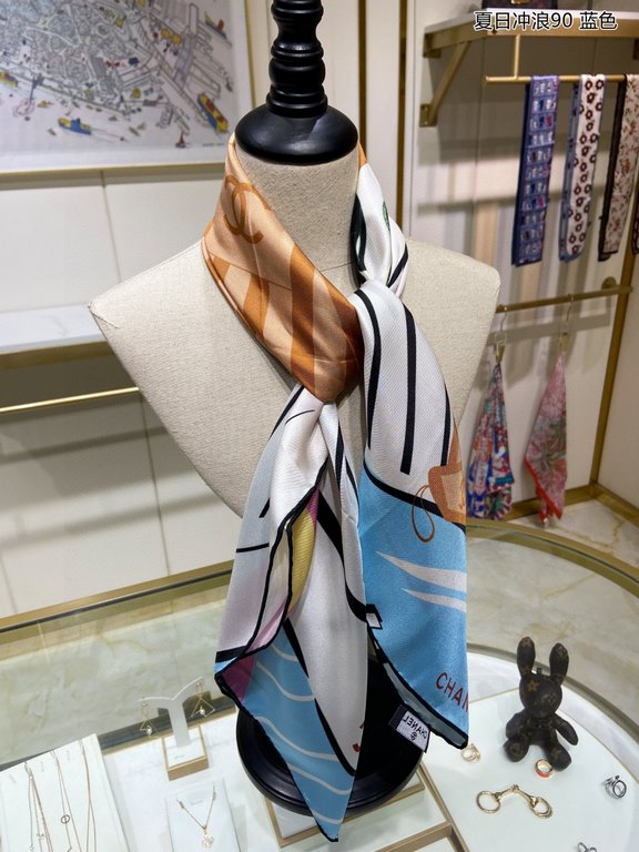 Silk new   bought said good-looking   Recommended    [Summer Surf 90] silk square scarf, top craftsmanship value   Hermes counter models    three-dimensional presentation of the pattern pattern in kind of high grade     