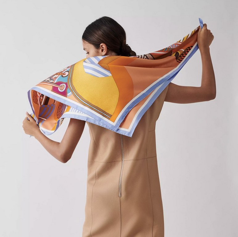 Price  SHMS2345   Hermes [Fantasy Saddle] 90cm Silk Square Scarf   This super beautiful saddle print silk scarf   is made of twill silk   hand rolled edges cutting-edge craftsmanship, it's soft and lightweight, easy to w