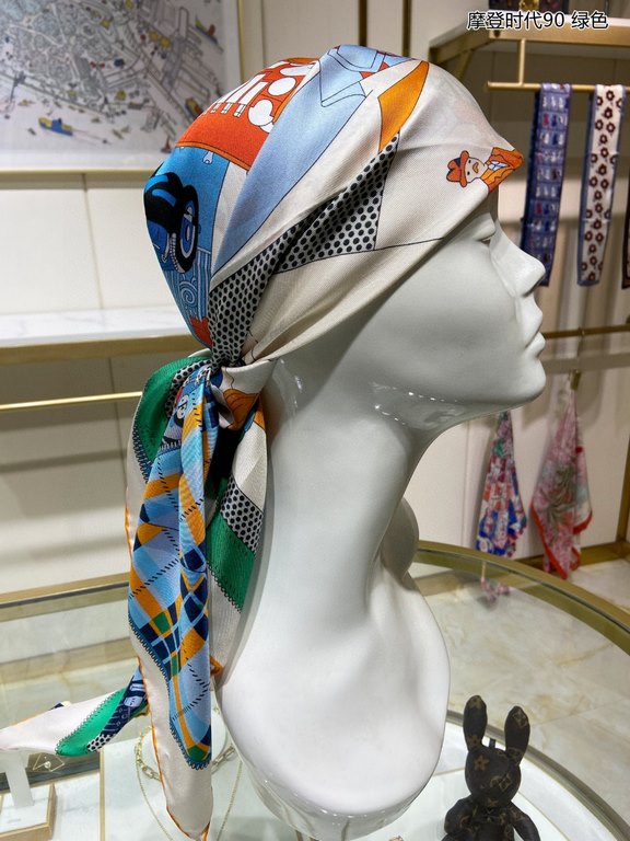 Silk new   bought said good-looking   recommended   [Modern Times 90] silk square scarf, the top process value   Hermes counter models     three-dimensional rendering of the pattern pattern in kind grade is extremely hig