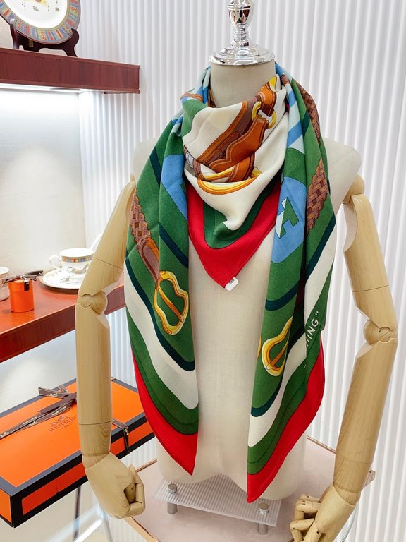 New    HERMES bought all say good-looking   Recommended  [Equestrian Training 140] cashmere square scarf, the top craft super value   Hermes counter pop    three-dimensional rendering of the pattern pattern in kind of hi