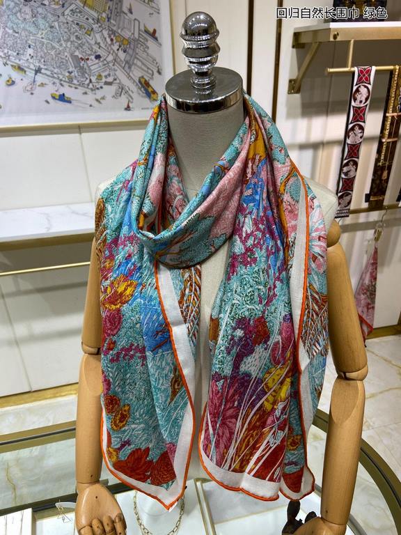 New         H family's newest counter staple [back to nature long scarf] rolled edge long scarf   Vacation and daily are very good with the model   order private flow 】 a see want to go on vacation   usually wear is also