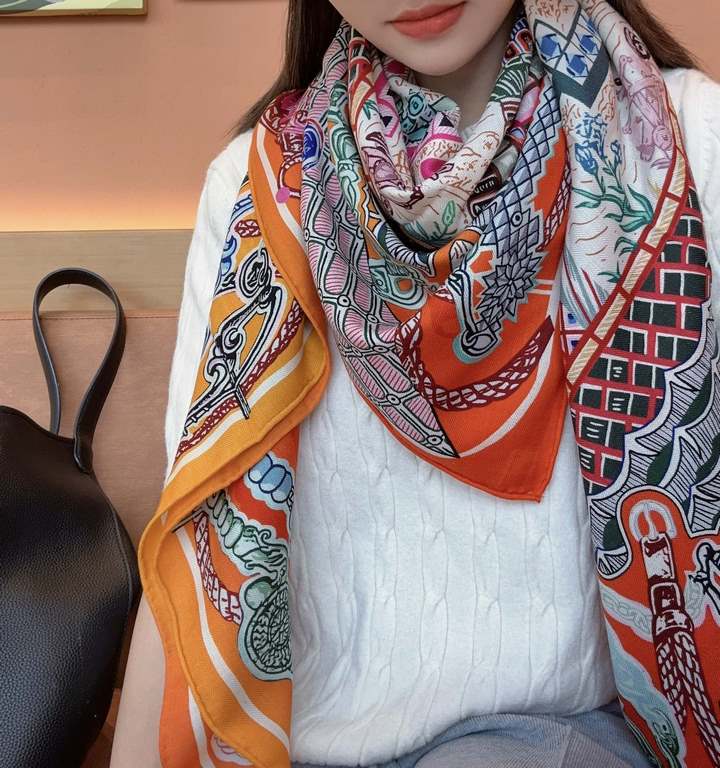 PriceA High-end Luxury Product ~~ Double Sided Heterochromatic Velvet Square ScarfHermes [Silk Scarf AdventureIt's extraordinary, it's high class! Very lifting! Forever plus points H fall and winter items! Various dressi