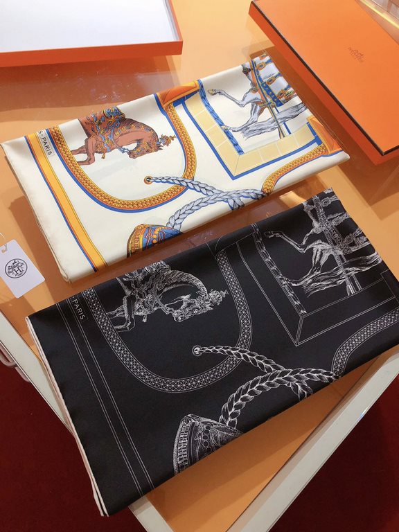 Price  SHMS23135 Original HERMES [Feast] 90cm silk square scarf   Performs to decorate all kinds of magnificent saddles and saddles for parades and festivals, luxurious embossed leather saddles and saddles are decorated 