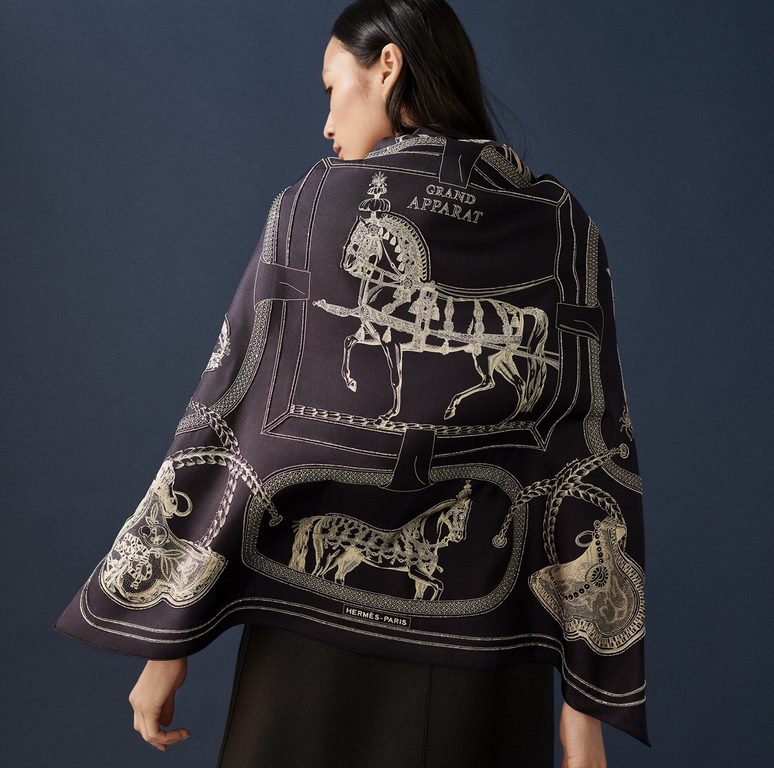 Price  SHMS23135 Original HERMES [Feast] 90cm silk square scarf   Performs to decorate all kinds of magnificent saddles and saddles for parades and festivals, luxurious embossed leather saddles and saddles are decorated 