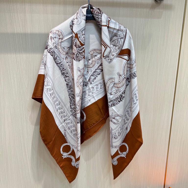 Hermes Jedi Jedi Sub Divine Colorway! Reversible Print Gold Brown Ben Brown   Too Fragrant!!!] Hermes 23 fallwinter latest shawl, it's so pretty!!!! Seconds of love for life! The people who know should understand how rar