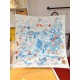 SHMS2278 Hermes [My Everything Among the Clouds] 90cm Silk Square Scarf, Is that a fish with butterfly wings Is that a carrot growing in the sky The two rabbits discuss these questions passionately, surrounded by a spiri