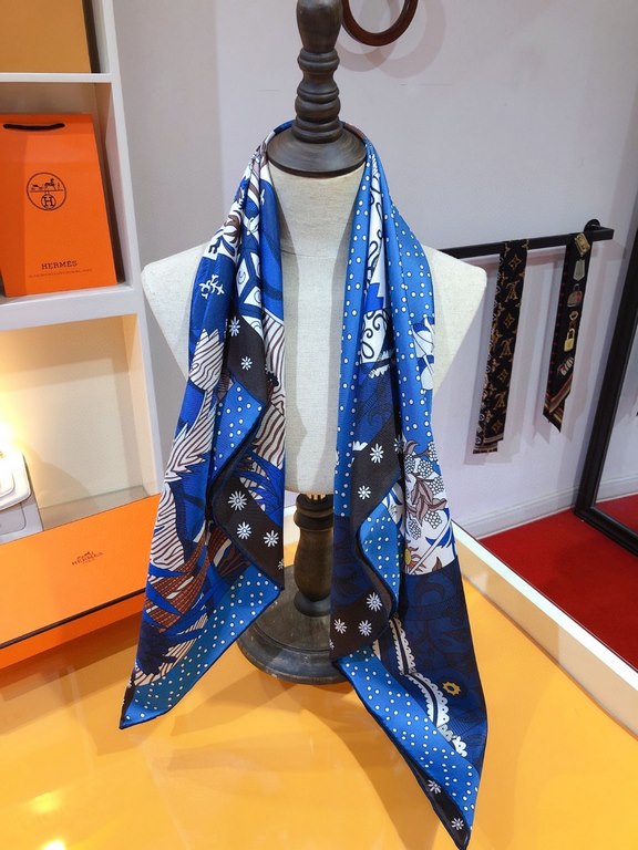 SHMS2240   Hermes [New Voices of the Times] 90cm Silk Square Scarf   Perfectly saturated colors, the industry's top prints are fine and unparalleled   Made of twill silk   hand-rolled edges cutting-edge craftsmanship, it