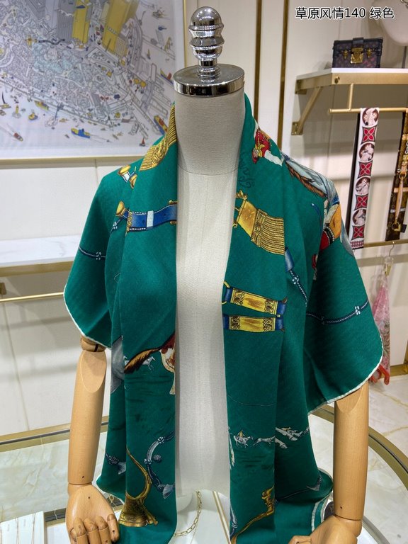 priceBought are said to look good   recommended   [Grassland style 140] cashmere square scarf, the top craft super value   Hermes counter models    three-dimensional rendering of the pattern pattern in kind grade is extr