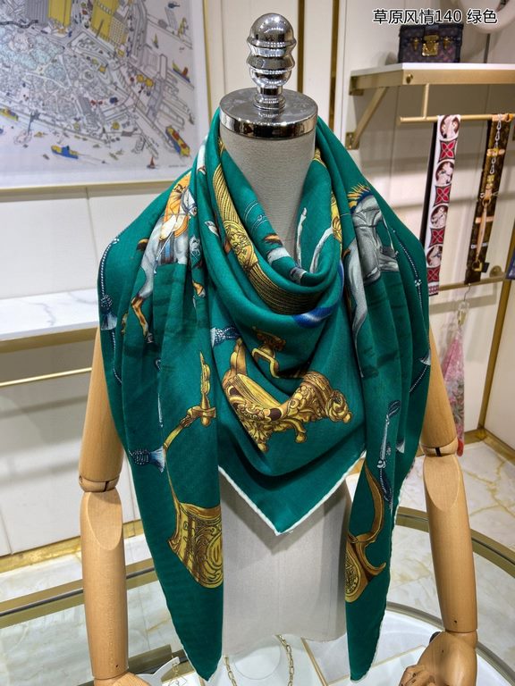 priceBought are said to look good   recommended   [Grassland style 140] cashmere square scarf, the top craft super value   Hermes counter models    three-dimensional rendering of the pattern pattern in kind grade is extr