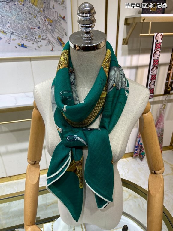 priceBought are said to look good   recommended   [Grassland style 140] cashmere square scarf, the top craft super value   Hermes counter models    three-dimensional rendering of the pattern pattern in kind grade is extr