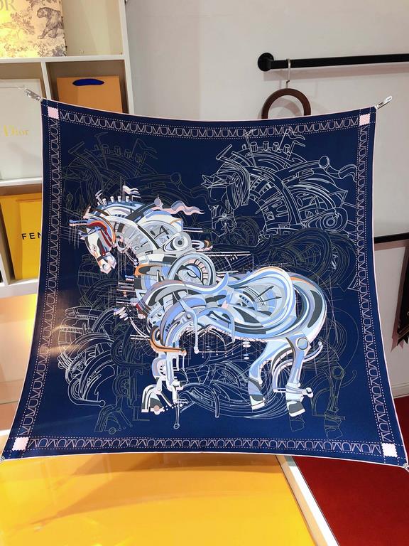 SHMS2313  Hermes [Mechanical Stallion] 90cm Silk Square Scarf, Hermes' must-have accessory can be worn in a variety of ways and goes well with any outfit. It can be worn around the neck or as a belt, hair tie or headscar